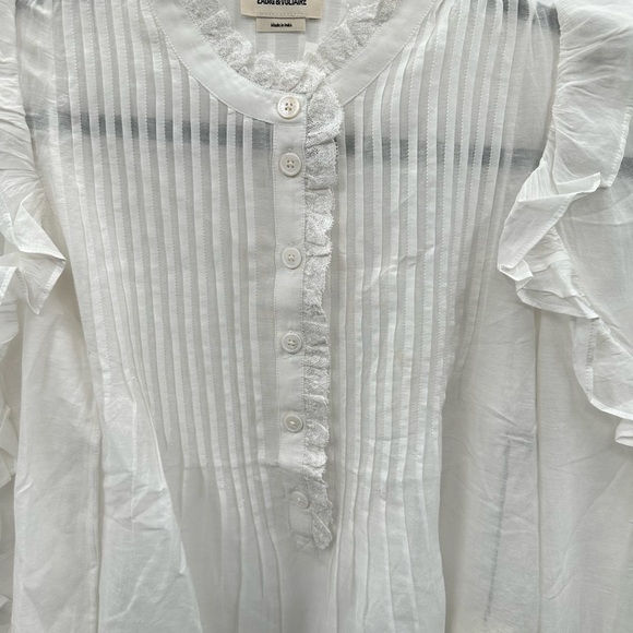 NWT ZADIG&VOLTAIRE XS Timmy Tomboy ruffled designer blouse feminine modern prep - Picture 9 of 16
